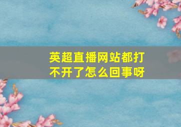 英超直播网站都打不开了怎么回事呀