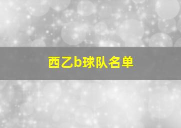 西乙b球队名单