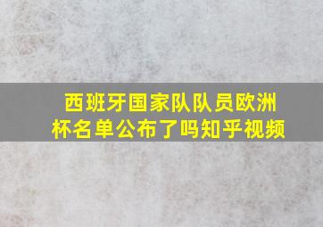 西班牙国家队队员欧洲杯名单公布了吗知乎视频