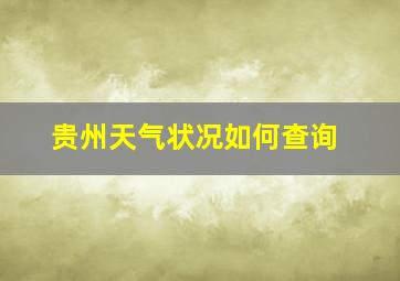 贵州天气状况如何查询