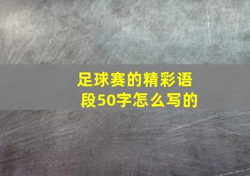 足球赛的精彩语段50字怎么写的