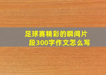 足球赛精彩的瞬间片段300字作文怎么写