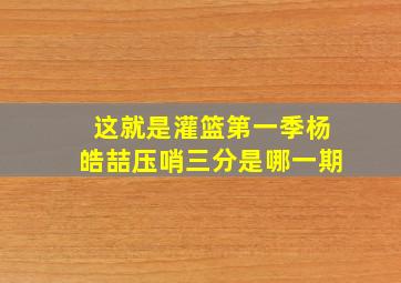 这就是灌篮第一季杨皓喆压哨三分是哪一期