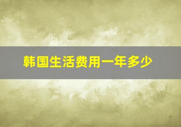 韩国生活费用一年多少